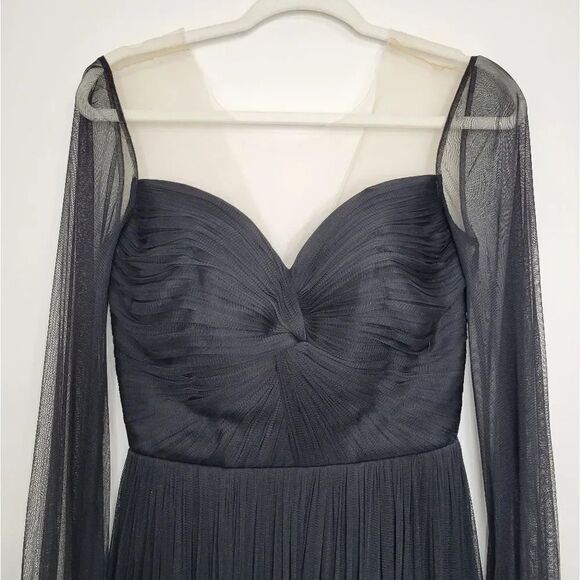 Cristallini Long Sleeve Silk Tulle Dress, Black L - Picture 6 of 12
